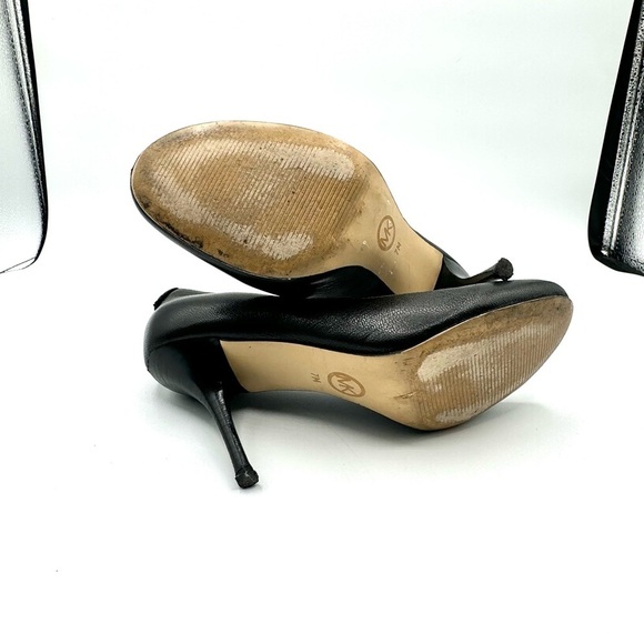 MICHEAL KORS BLACK LEATHER HEELS WOMAN SIZE 7 - Picture 7 of 13